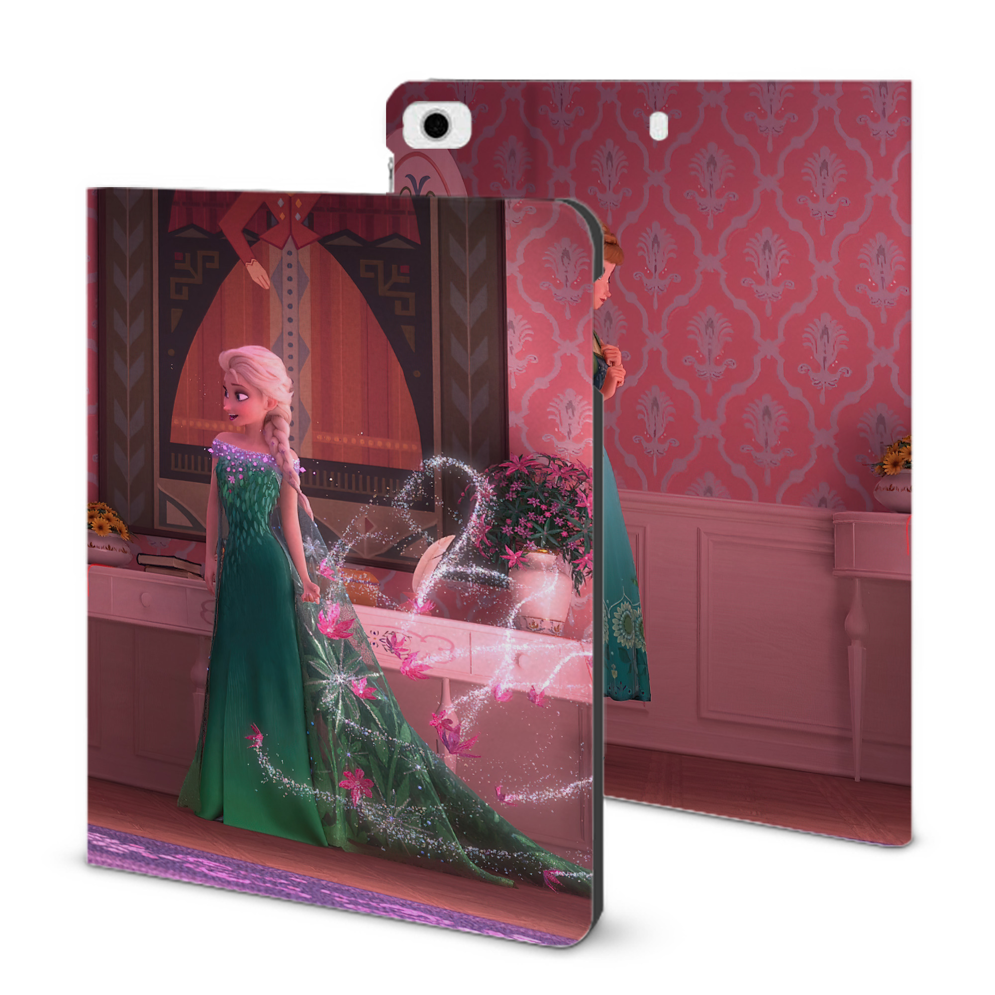 （画像用） アナと雪の女王 アンナ エルサ Frozen Anna Elsa IPad ケース ブック型 PUレザー TPU 耐衝撃 軽量 薄型 ペン収納なし 全面保護 IPad 各モデル対応